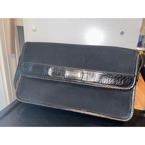 Lauren Ralph Lauren Vintage Black Nylon Baguette Bag With Shoulder Strap - Picture 1 of 16